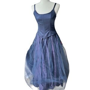 Michaelangelo Dress Womens Sz 6 Ball Gown Maxi Navy Blue Straps Vintage Y2K